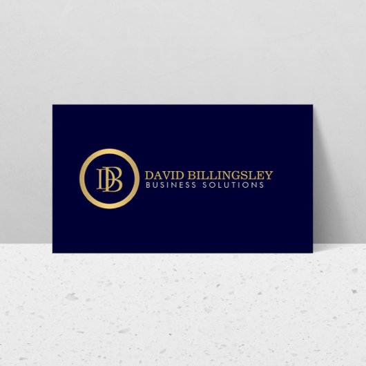 Professioneel Monogram Logo in Faux Gold Navy Blau Visitekaartje