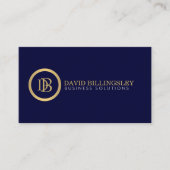Professioneel Monogram Logo in Faux Gold Navy Blau Visitekaartje (Voorkant)