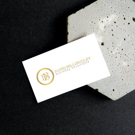 Professioneel Monogram Logo in Faux Gold Wit Visitekaartje