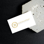 Professioneel Monogram Logo in Faux Gold Wit Visitekaartje