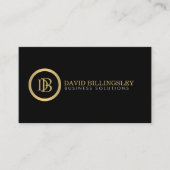 Professioneel Monogram Logo in Faux Gold Zwart Visitekaartje (Voorkant)