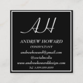 Professioneel Monogram Logo Masculine Zwart Vierkante Visitekaartje (Voorkant)