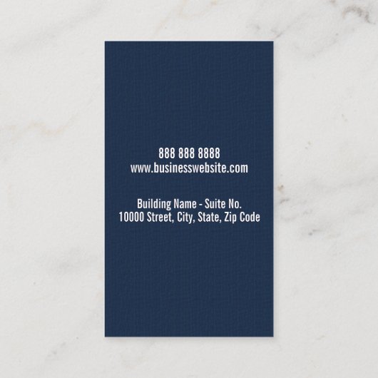 Professioneel Monogram Logo Navy blauw geweven Visitekaartje (Achterkant)