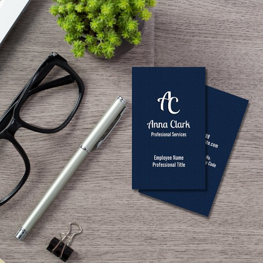 Professioneel Monogram Logo Navy blauw geweven Visitekaartje