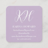 Professioneel Monogram Logo Paarse Lila Elegant Vierkante Visitekaartje (Voorkant)