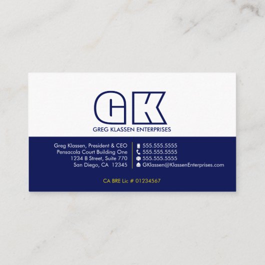 Professioneel Monogram Marine Blauw Goud Visitekaartje (Achterkant)