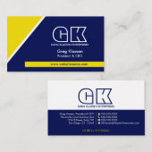 Professioneel Monogram Marine Blauw Goud Visitekaartje (Voorkant / Achterkant)