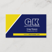 Professioneel Monogram Marine Blauw Goud Visitekaartje (Voorkant)