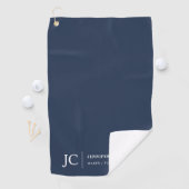 Professioneel Monogram Minimalistische Logo Navy B Golfhanddoek (Insitu)
