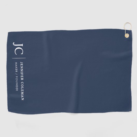 Professioneel Monogram Minimalistische Logo Navy B Golfhanddoek (Horizontaal)