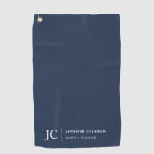Professioneel Monogram Minimalistische Logo Navy B Golfhanddoek (Voorkant)