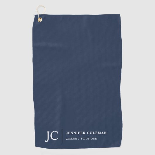 Professioneel Monogram Minimalistische Logo Navy B Golfhanddoek (Voorkant)