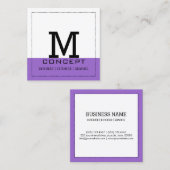 Professioneel monogram Modern Amethyst Vierkante Visitekaartje (Voorkant / Achterkant)