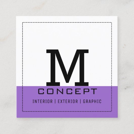 Professioneel monogram Modern Amethyst Vierkante Visitekaartje (Voorkant)