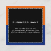 Professioneel monogram modern donkerblauw Sinaasap Vierkante Visitekaartje (Achterkant)