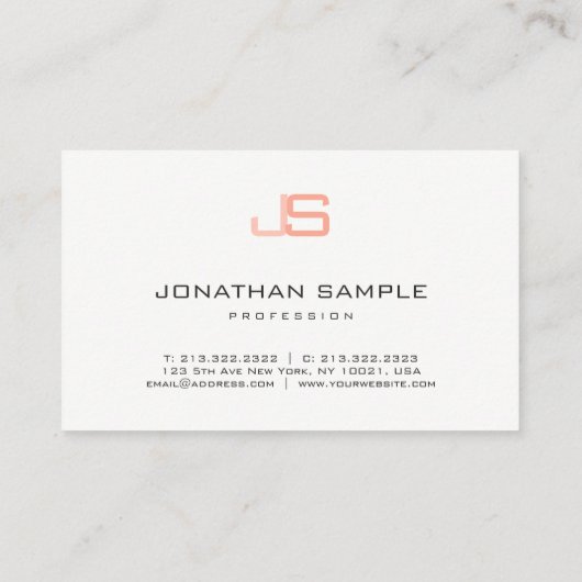 Professioneel monogram Modern Elegant Custom Visitekaartje (Achterkant)