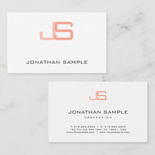 Professioneel monogram Modern Elegant Custom Visitekaartje (Voorkant / Achterkant)