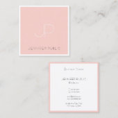 Professioneel monogram Modern Elegant Trendy Roze Vierkante Visitekaartje (Voorkant / Achterkant)