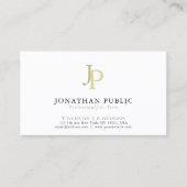 Professioneel monogram Modern Elegant White Visitekaartje (Voorkant)