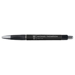 Professioneel Monogram Modern Zwart Witte Functiet Pen