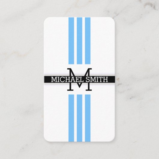 Professioneel Monogram Moderne Maya Blauwe Strepen Visitekaartje (Voorkant)