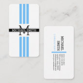 Professioneel Monogram Moderne Maya Blauwe Strepen Visitekaartje (Voorkant / Achterkant)