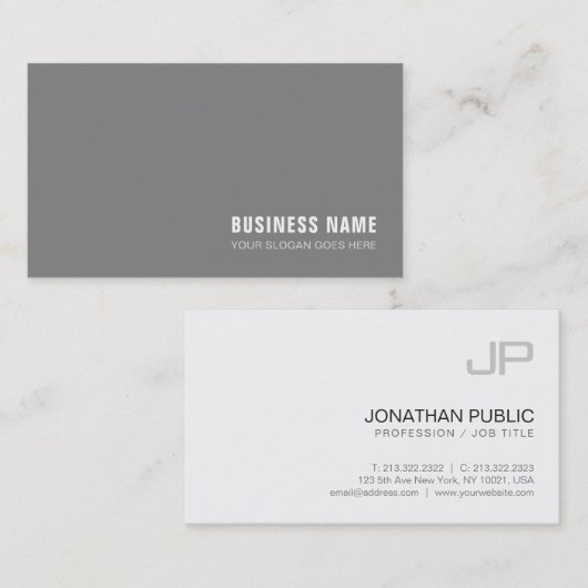 Professioneel monogram ontwerp Modern Plain Luxe Visitekaartje (Voorkant / Achterkant)