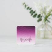 Professioneel Monogram Paarse Zwart Ombre Streaks Vierkante Visitekaartje (Staand voorkant)