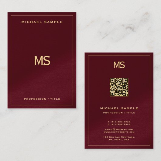 Professioneel Monogram QR Code Handtekening UV Mat Visitekaartje (Voorkant / Achterkant)