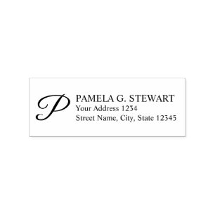 Professioneel monogram retouradres rubberstempel