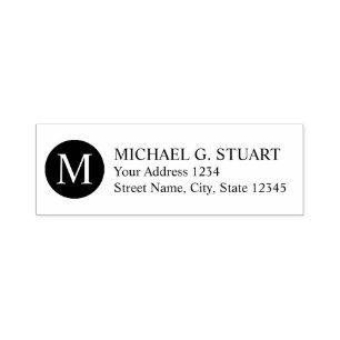 Professioneel monogram retouradres  zelfinktende stempel