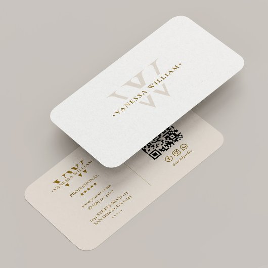 Professioneel Monogram V Logo Minimaal Zand Visitekaartje