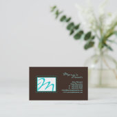Professioneel monogram Visitekaartje Blauw bruin (Staand voorkant)