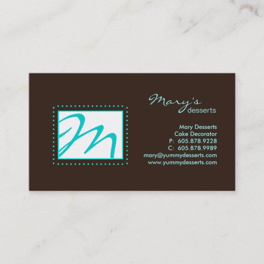 Professioneel monogram Visitekaartje Blauw bruin (Voorkant)
