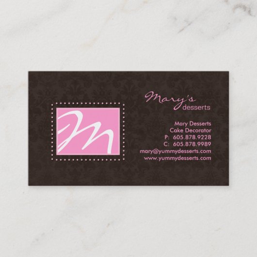 Professioneel monogram Visitekaartje Roze bruin (Voorkant)