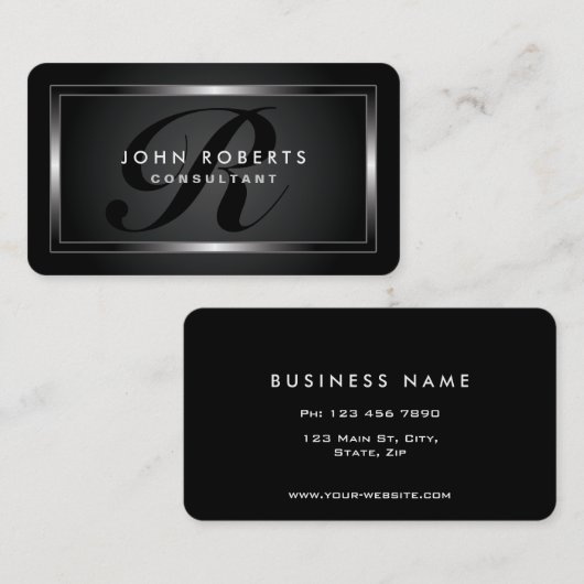 Professioneel monogram zwart - elegant modern visitekaartje (Voorkant / Achterkant)