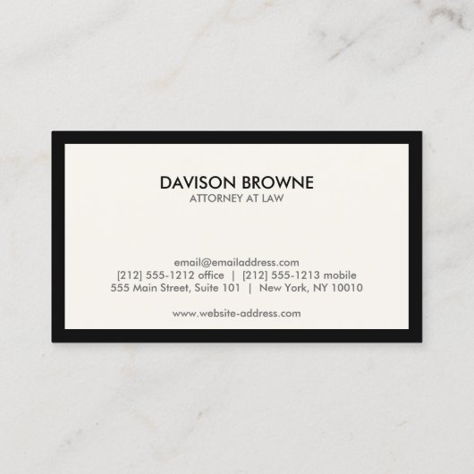 Professioneel Monogram Zwart en Ivoor Visitekaartje (Achterkant)