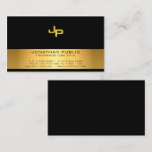 Professioneel Monogram Zwart Goud Modern Stijlvol Visitekaartje (Voorkant / Achterkant)