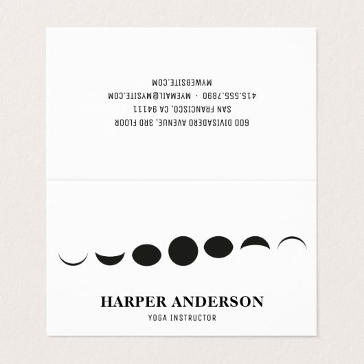 Professioneel Monogram Zwart Maan Logo Visitekaartje (Buitenkant ongevouwen)