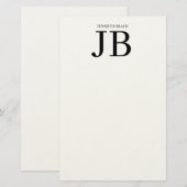 Professioneel Monogram Zwart Wit Briefpapier (Voorkant / Achterkant)