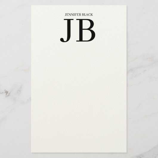 Professioneel Monogram Zwart Wit Briefpapier (Voorkant)