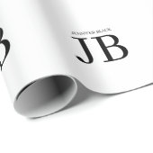Professioneel Monogram Zwart Wit Cadeaupapier (Rol Hoek)