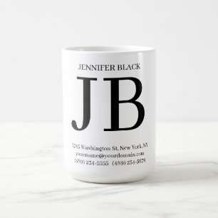 Professioneel Monogram Zwart Wit Koffiemok