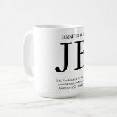 Professioneel Monogram Zwart Wit Koffiemok (Voorkant links)