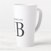 Professioneel Monogram Zwart Wit Latte Mok (Rechterhoek)