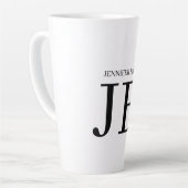 Professioneel Monogram Zwart Wit Latte Mok (Linkerhoek)