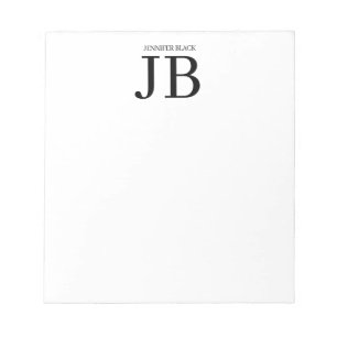 Professioneel Monogram Zwart Wit Notitieblok