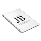 Professioneel Monogram Zwart Wit Notitieboek (Rechterzijde)