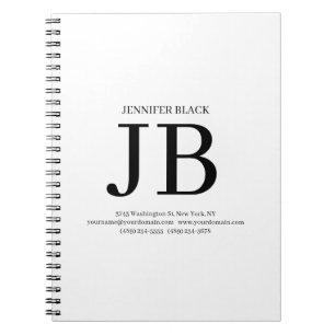 Professioneel Monogram Zwart Wit Notitieboek