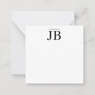 Professioneel Monogram Zwart Wit Notitiekaartje